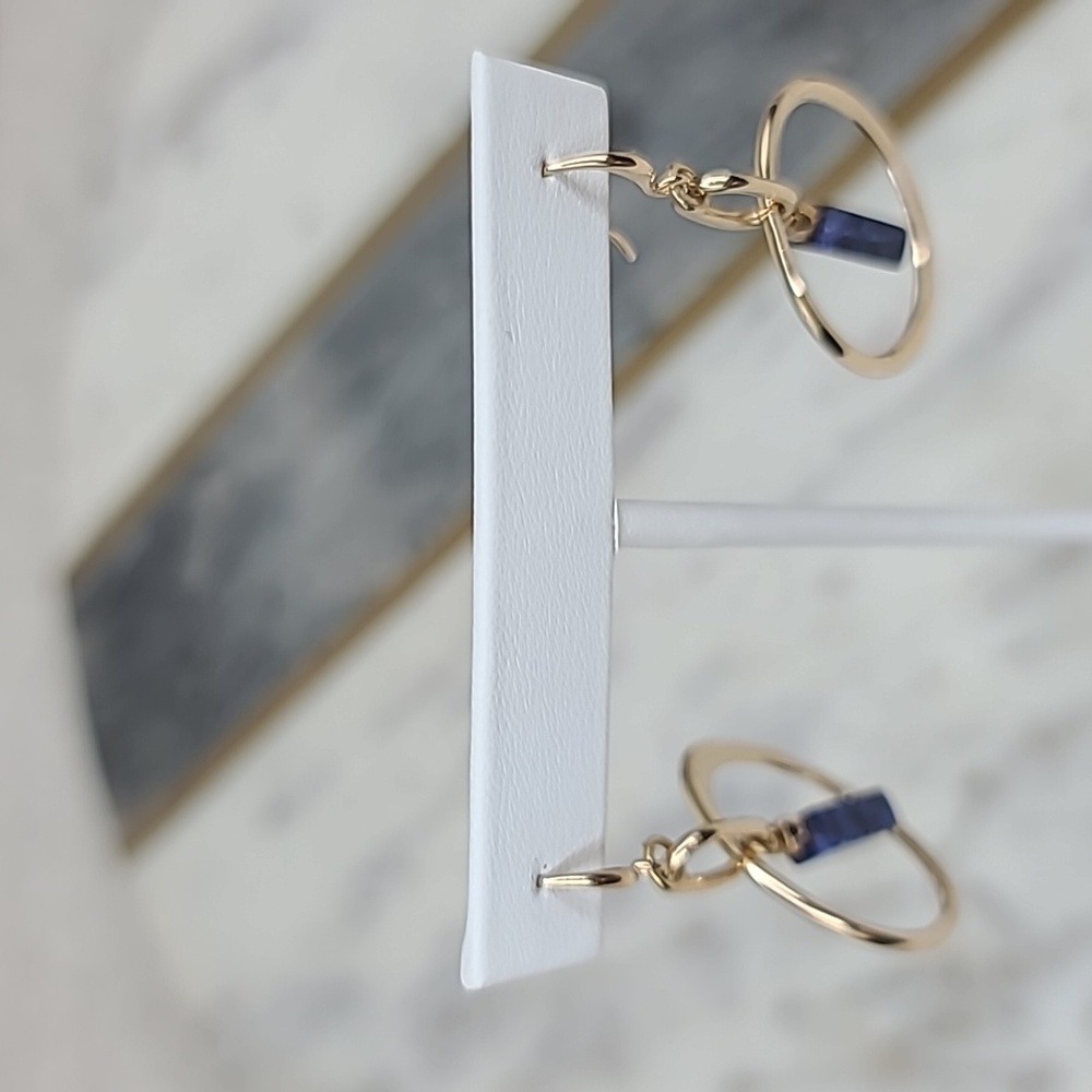 Banana Republic Lapis Lazuli/Gold Hoop Dangle Hook Earrings - Picture 4 of 17